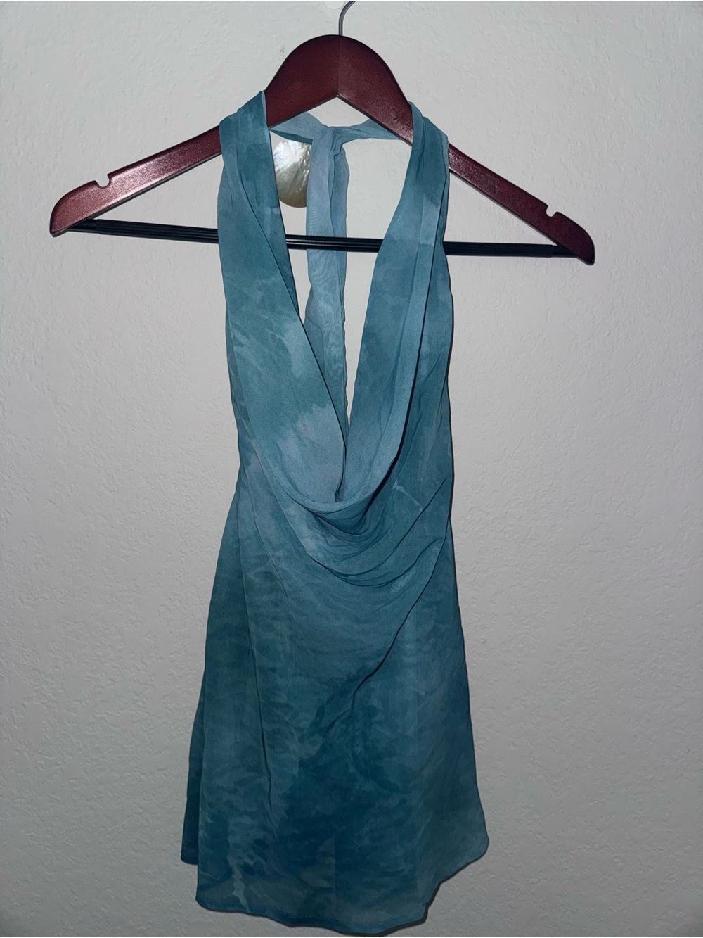 Peppermayo Teal Halter Cowl Mini Dress